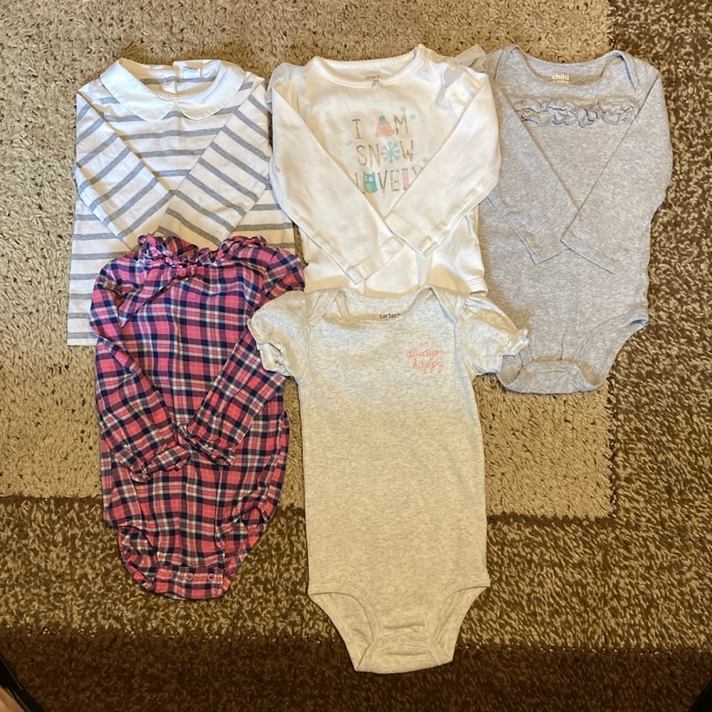 Baby Clothing Bundle - Red, Gray, White, Pink